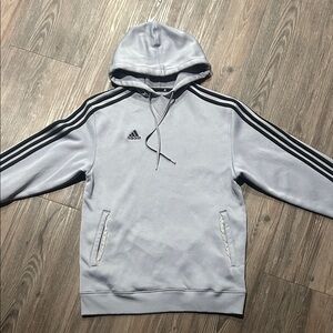 Adidas Light Gray Hoodie with Black Stripes